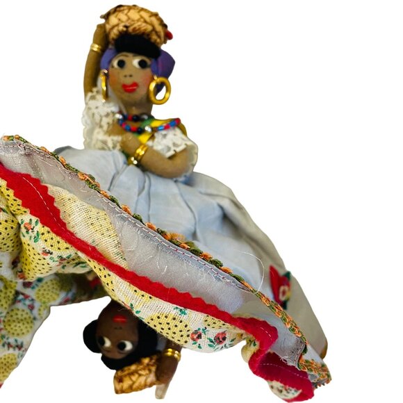 Vintage Handmade Cloth 2 Dolls In One Reversible Dress 9" Collectible Decor Toy - Picture 15 of 16